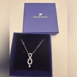 New Swarovski Infinity Necklace, White, Rhodium Plated 5537966
